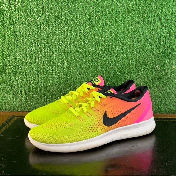 Nike Free Run Olympic Volt Green Pink Orange Multi 844630-999 Women’s Size 10 - Picture 1 of 6